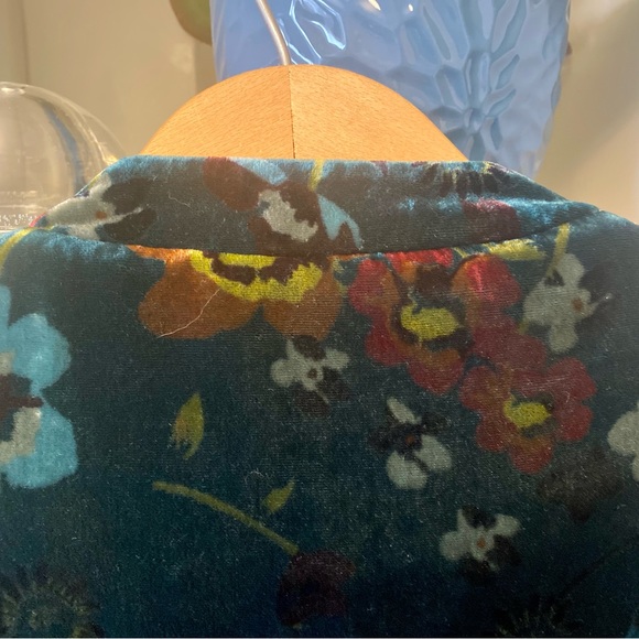 LOFT Velvet Floral Print Zip Up Jacket - Picture 7 of 8